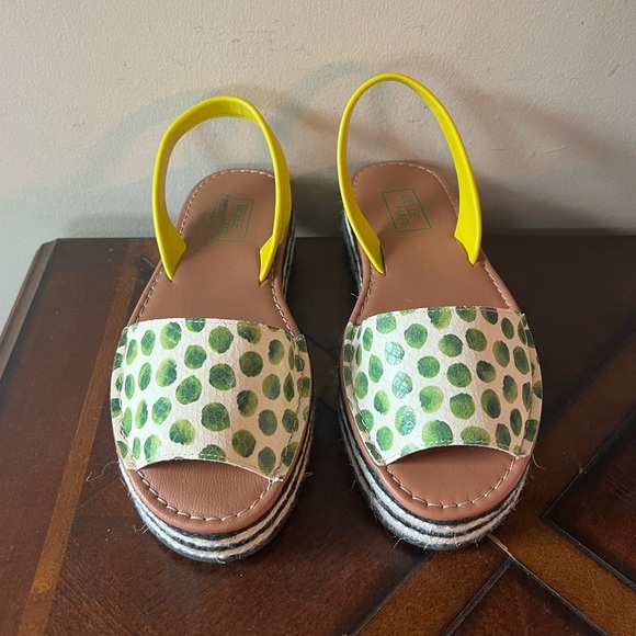 BELLE HARI Multicolor Leather Platform Sandals Made Spain SZ 38 Luxury Designer - Picture 3 of 14